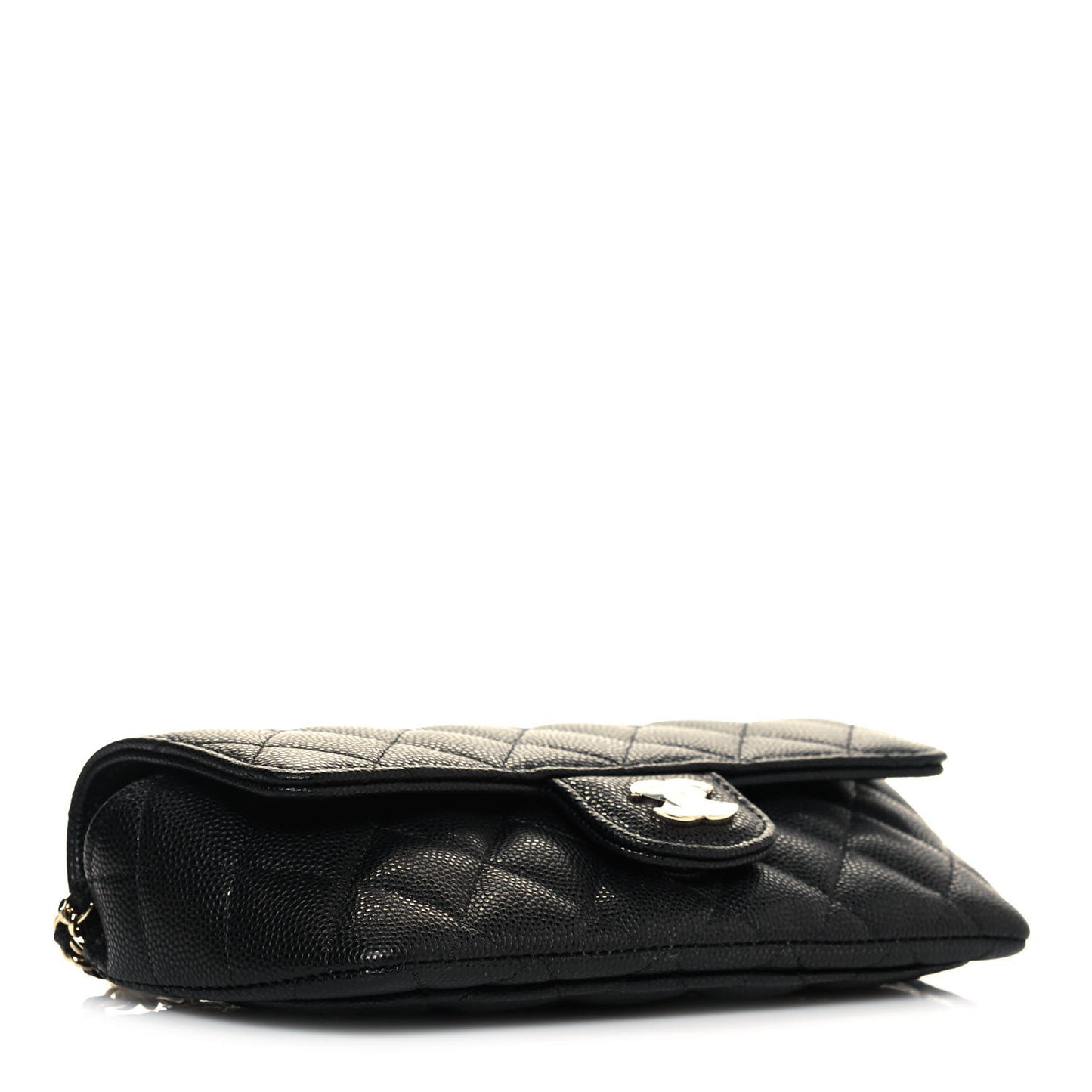 Caviar Quilted Glasses Case With Chain Black