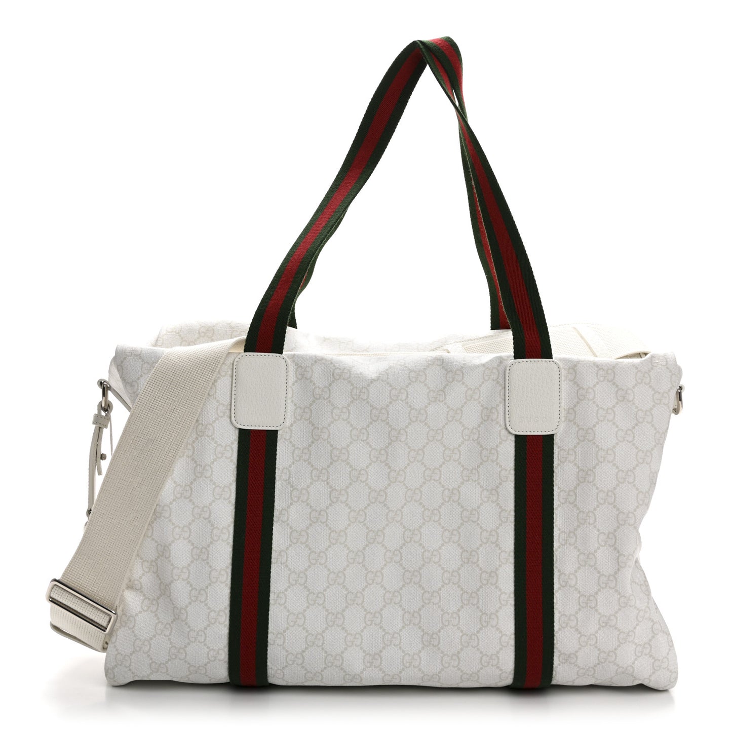 GG Monogram Medium Web Duffle Bag White