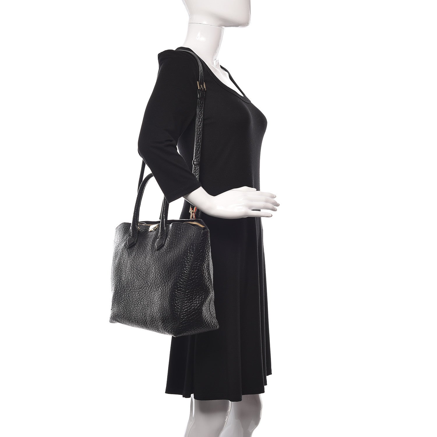 Burberry Heritage Grain Medium Dewsbury Tote Black 2 of 13