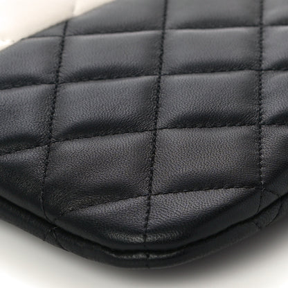 Chanel Lambskin Quilted Medium Cosmetic Case Black White 10 of 11
