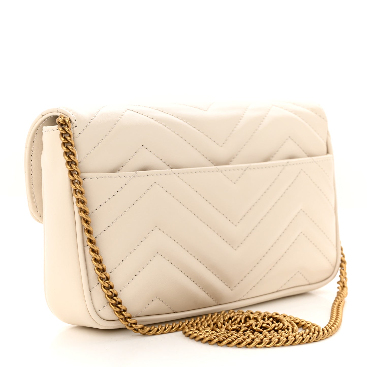 Calfskin Matelasse Mini GG Marmont Shoulder Bag With Card Holder White Black