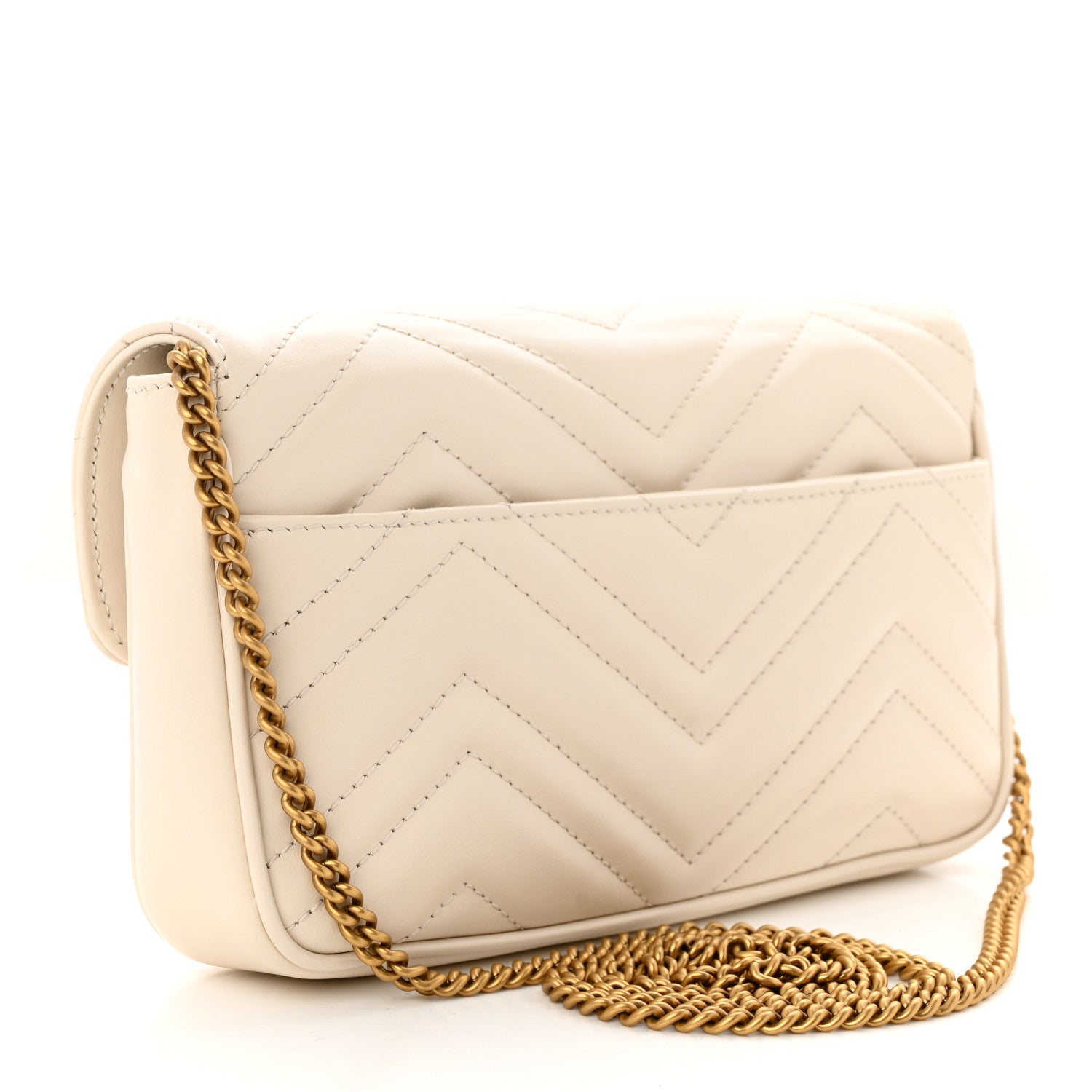 Gucci Calfskin Matelasse Mini GG Marmont Shoulder Bag With Card Holder White Black 4 of 12