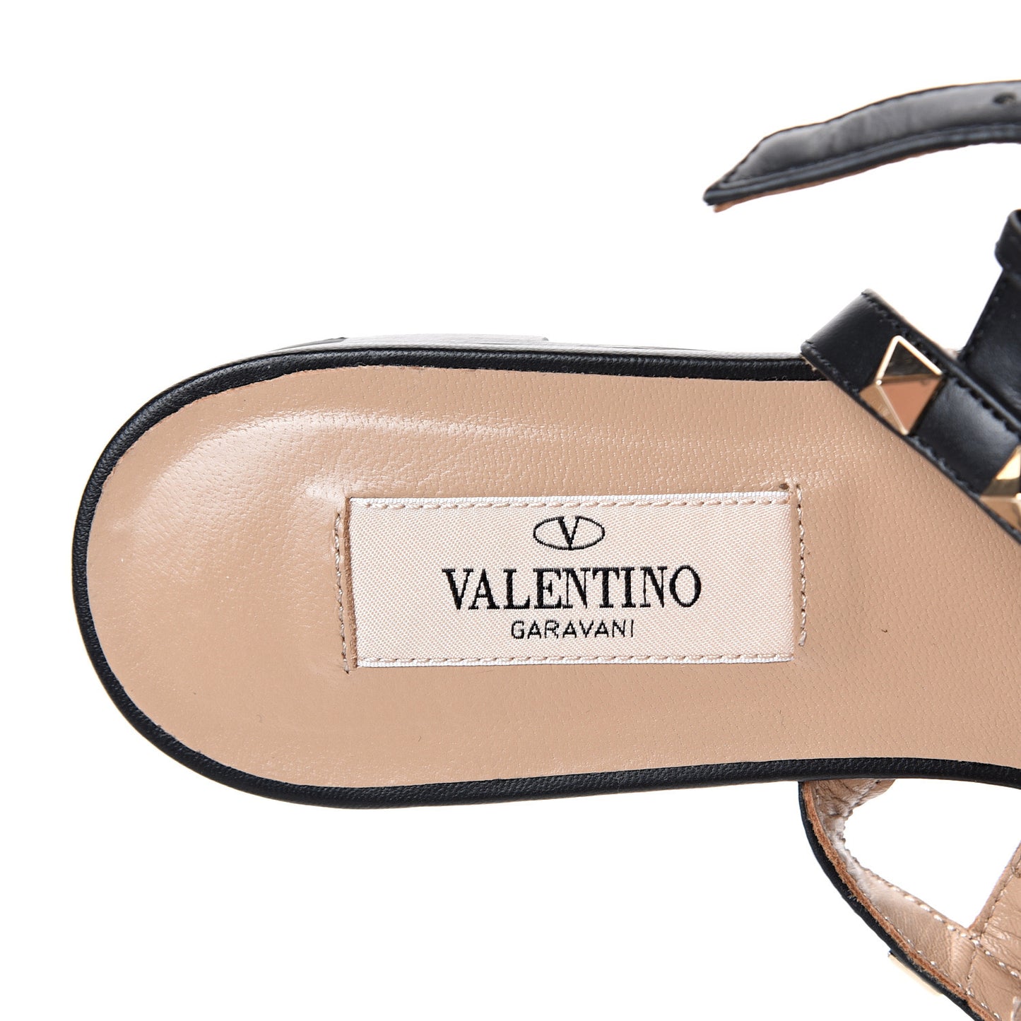 Calfskin Rockstud Ankle Wrap Flat Thong Sandals 36 Black