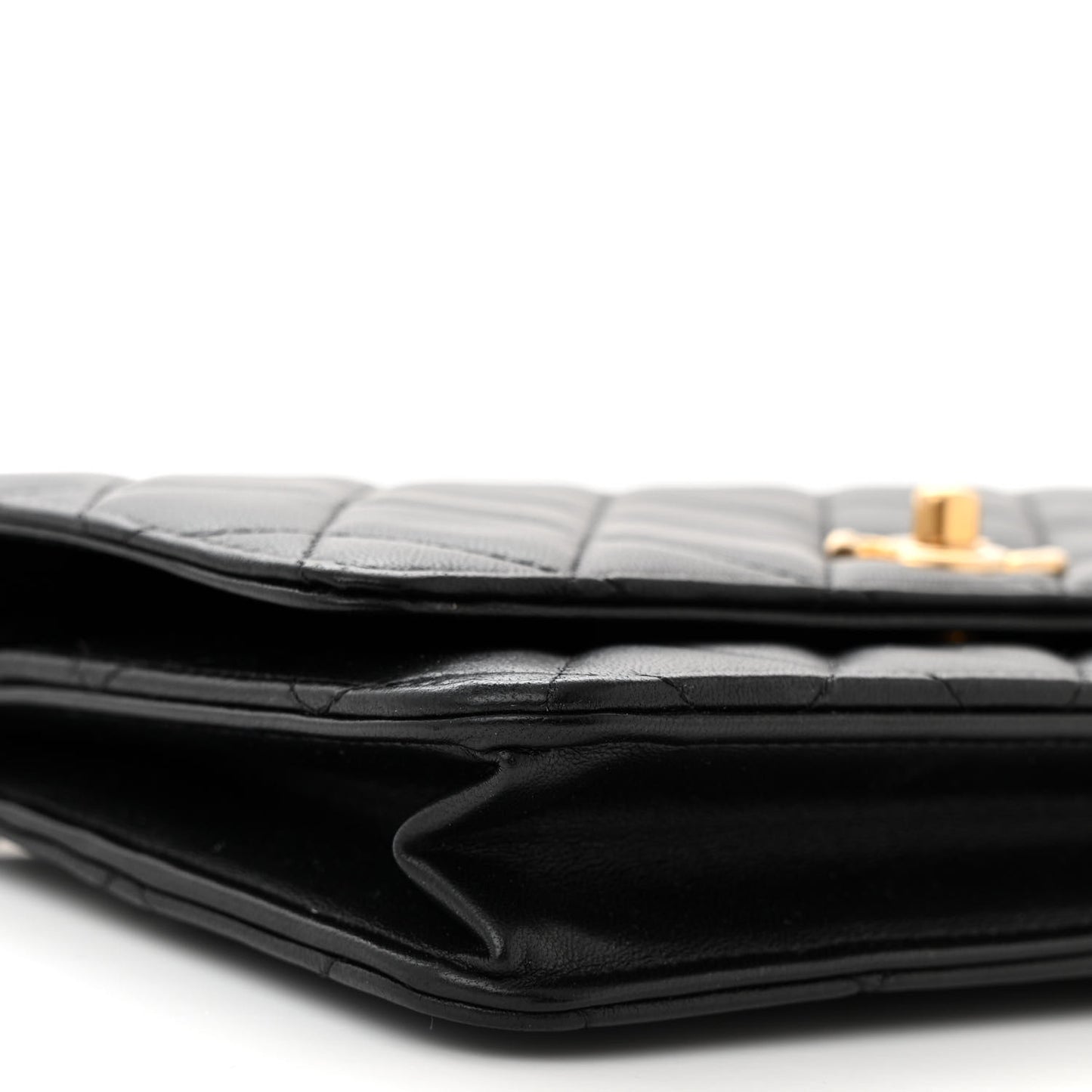 Lambskin Quilted CC Pearl Crush Wallet on Chain WOC Black