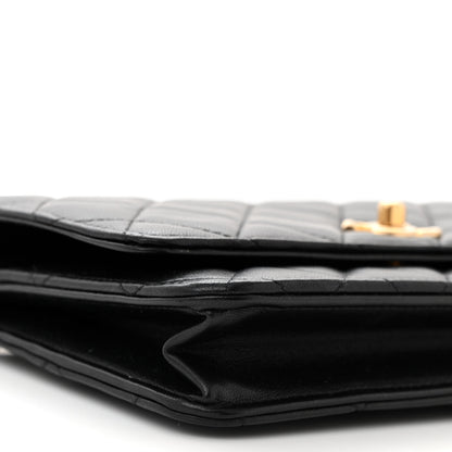 Chanel Lambskin Quilted CC Pearl Crush Wallet on Chain WOC Black 10 of 12