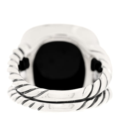 David Yurman Sterling Silver Black Onyx 14mm Albion Ring 54 7 3 of 4