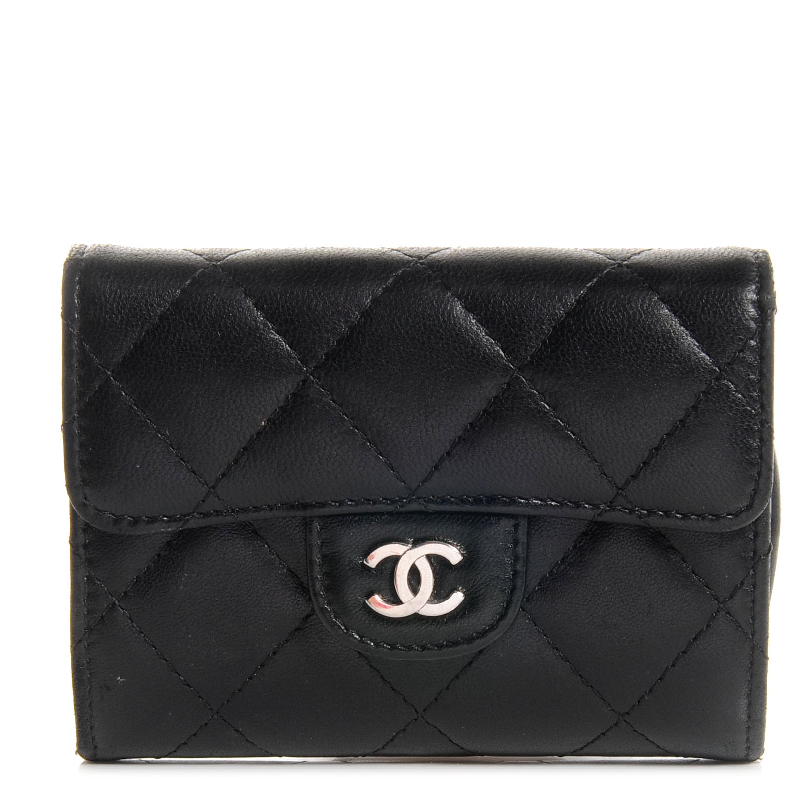 Chanel Lambskin Quilted Small Compact Wallet Black 1 of 10
