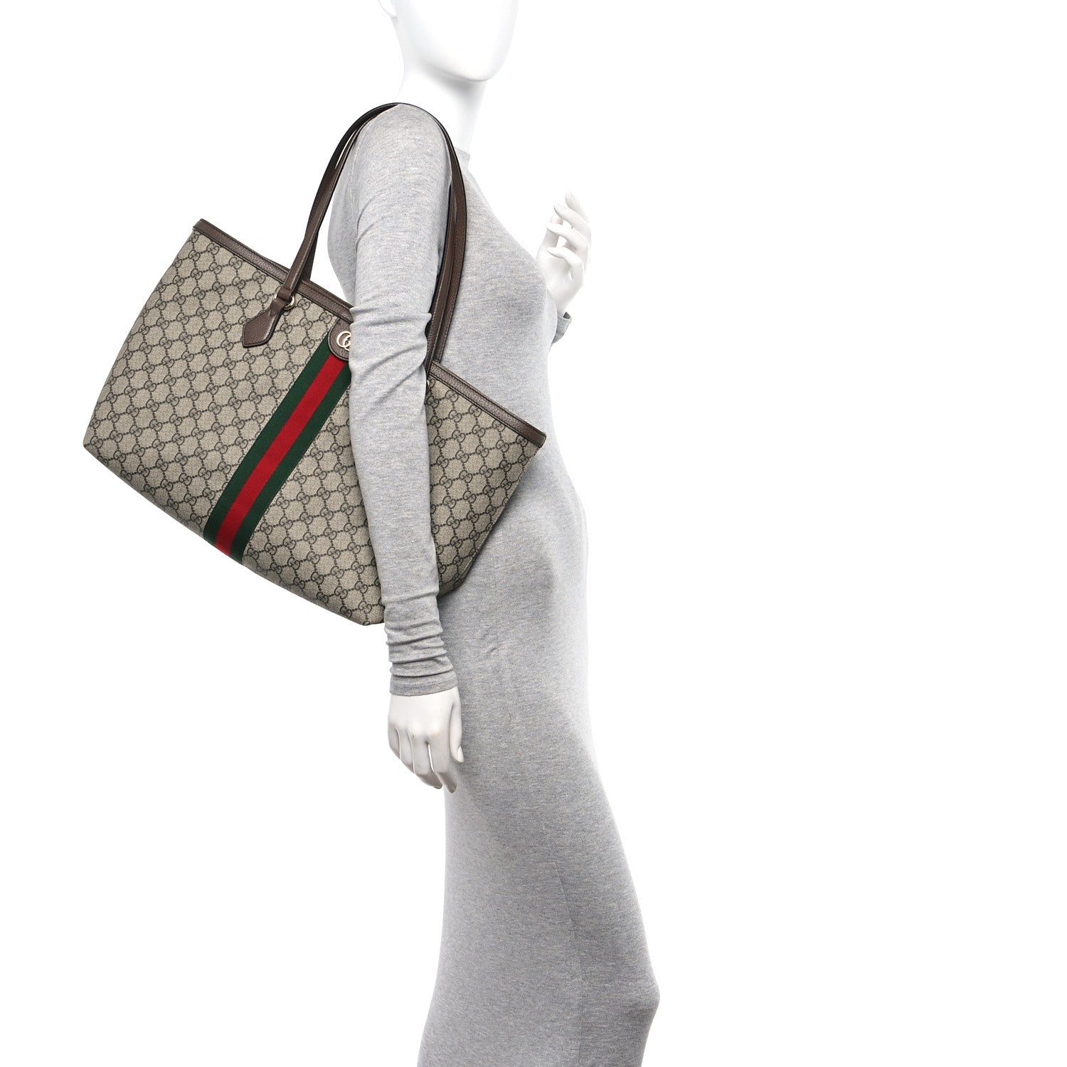 Gucci GG Supreme Monogram Medium Ophidia Shopping Tote Brown 2 of 12