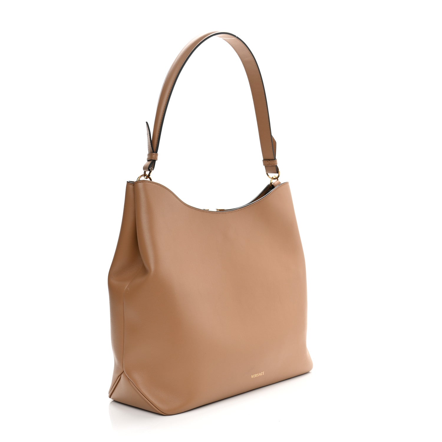 Versace Calfskin Vitello Virtus Hobo Brown 2 of 9