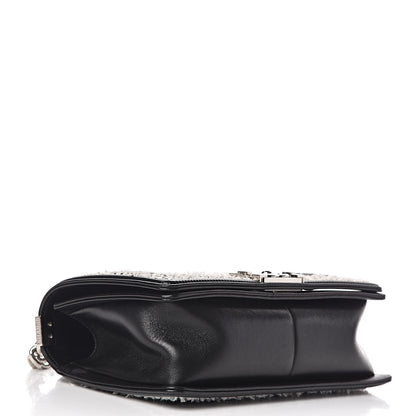 Chanel Calfskin Tweed Sequin Stitched Medium Boy Flap Black White 4 of 17