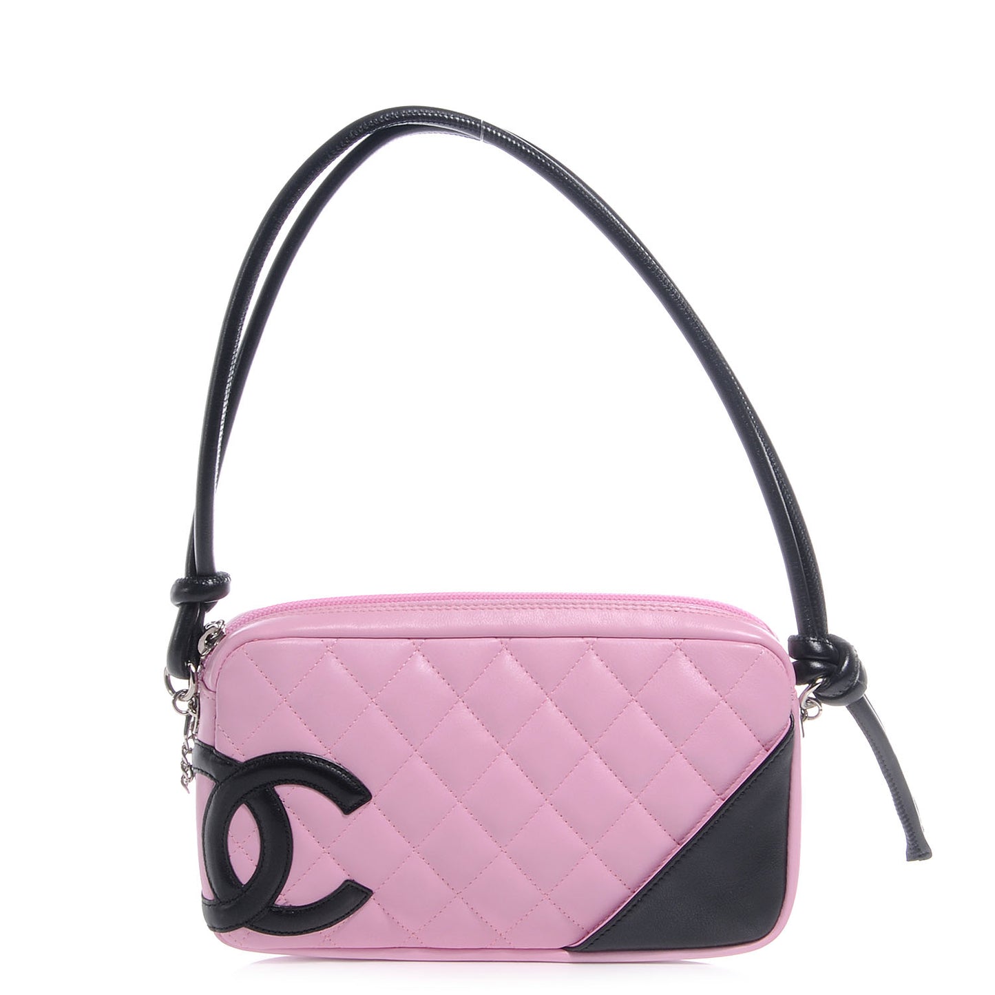 Calfskin Quilted Cambon Pochette Pink Black