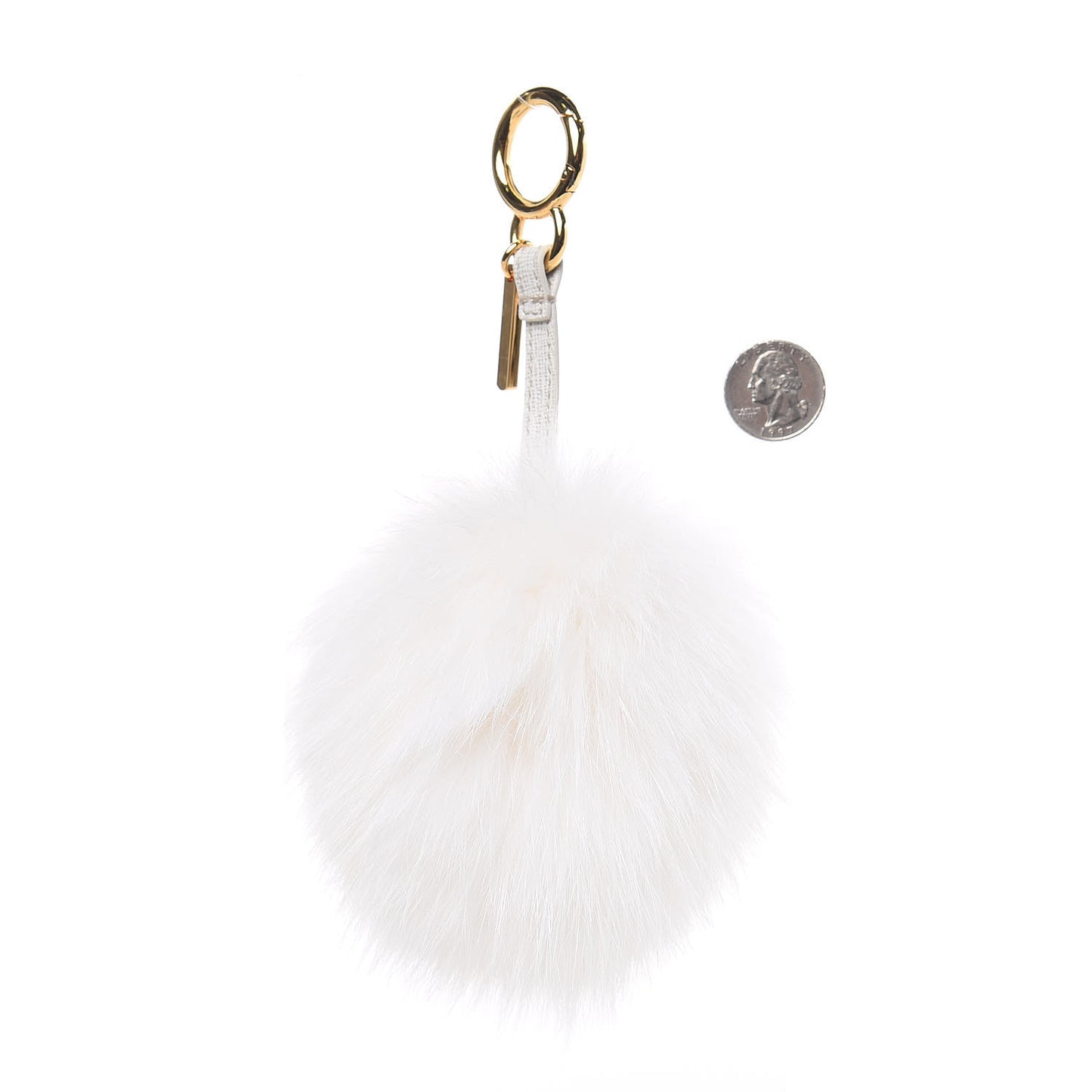 Fox Fur Pom Pom Bag Charm White