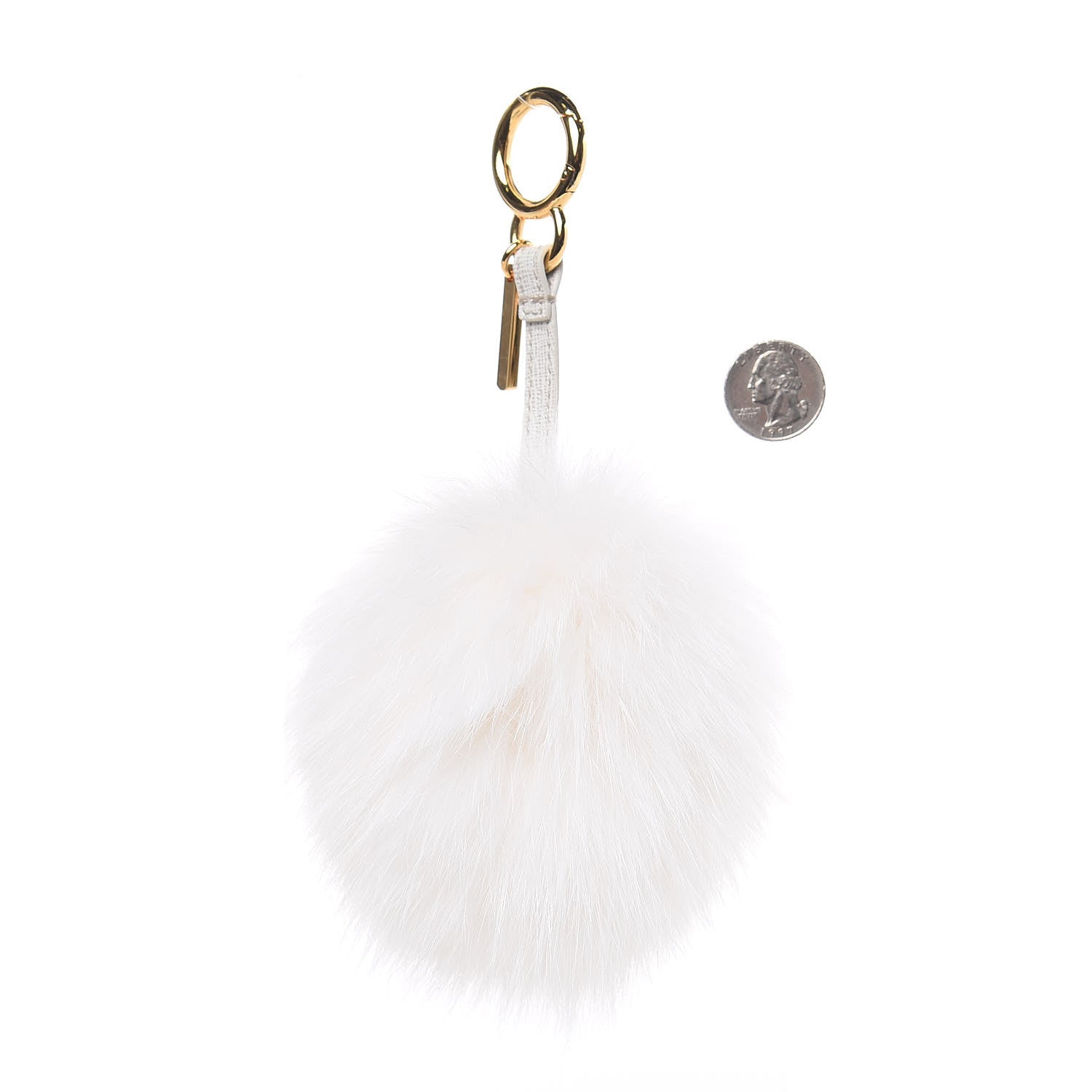 Fendi Fox Fur Pom Pom Bag Charm White 2 of 3