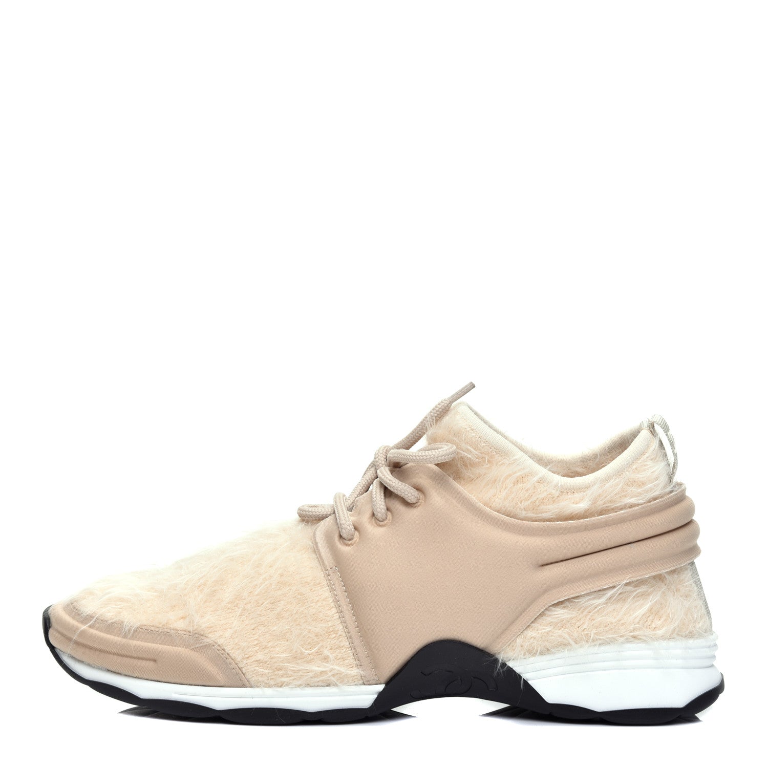 Chanel Stretched Fabric Satin CC Womens Sneakers 41 Light Beige 2 of 18