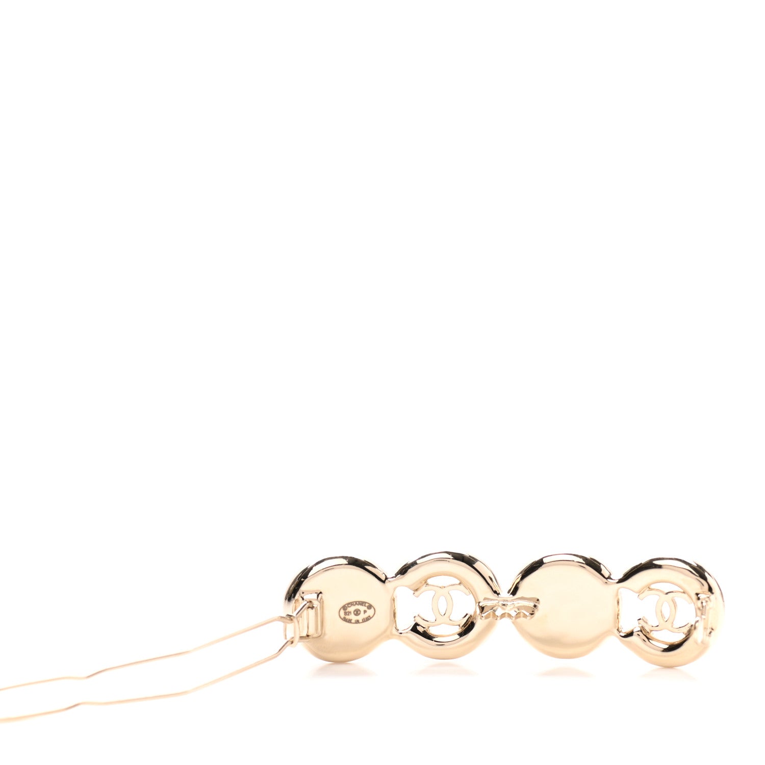 Chanel Pearl Coco Hair Clip Barrette Gold 4 of 5