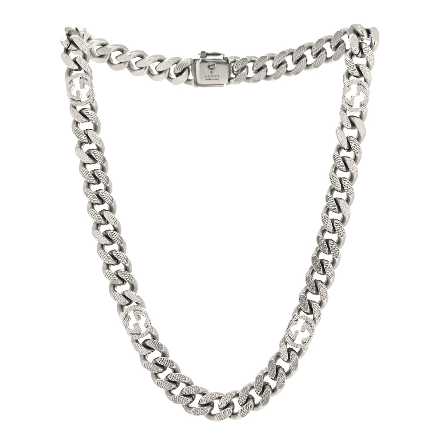 Palladium Interlocking G Gurmette Chain Necklace Silver
