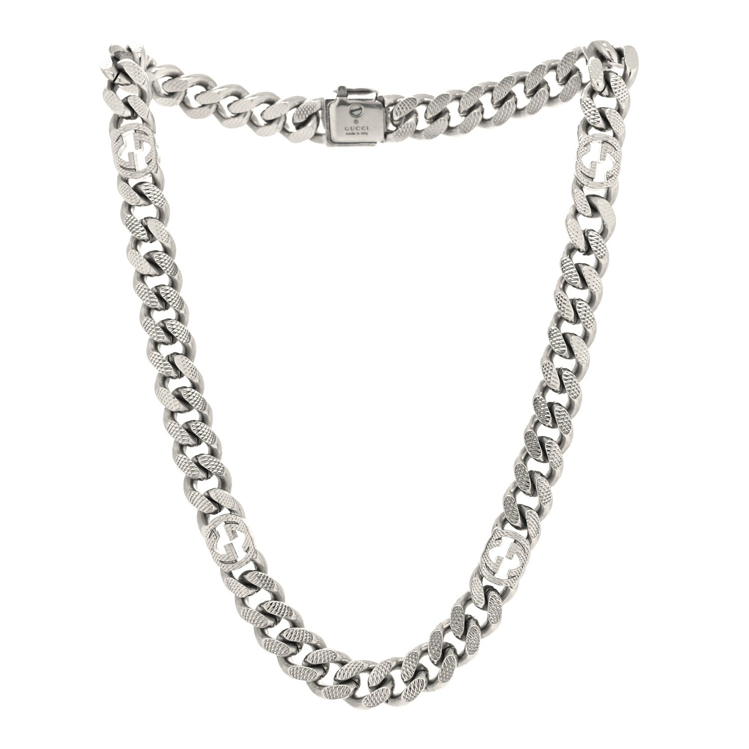 Gucci Palladium Interlocking G Gurmette Chain Necklace Silver 3 of 5