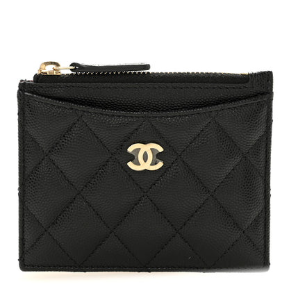 Chanel Caviar Quilted CC Zip Card Holder Black 1 of 8