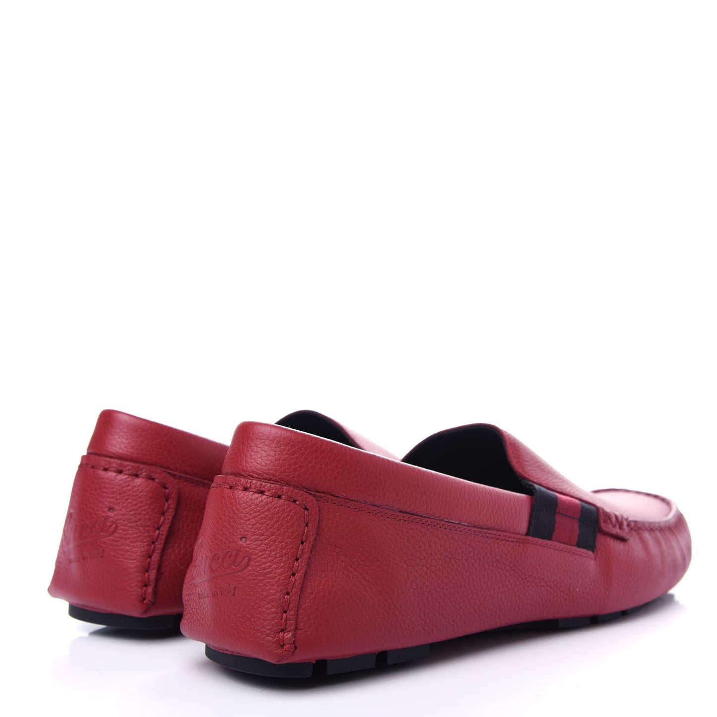 Calfskin Web Mens Driver Loafers 10 Red