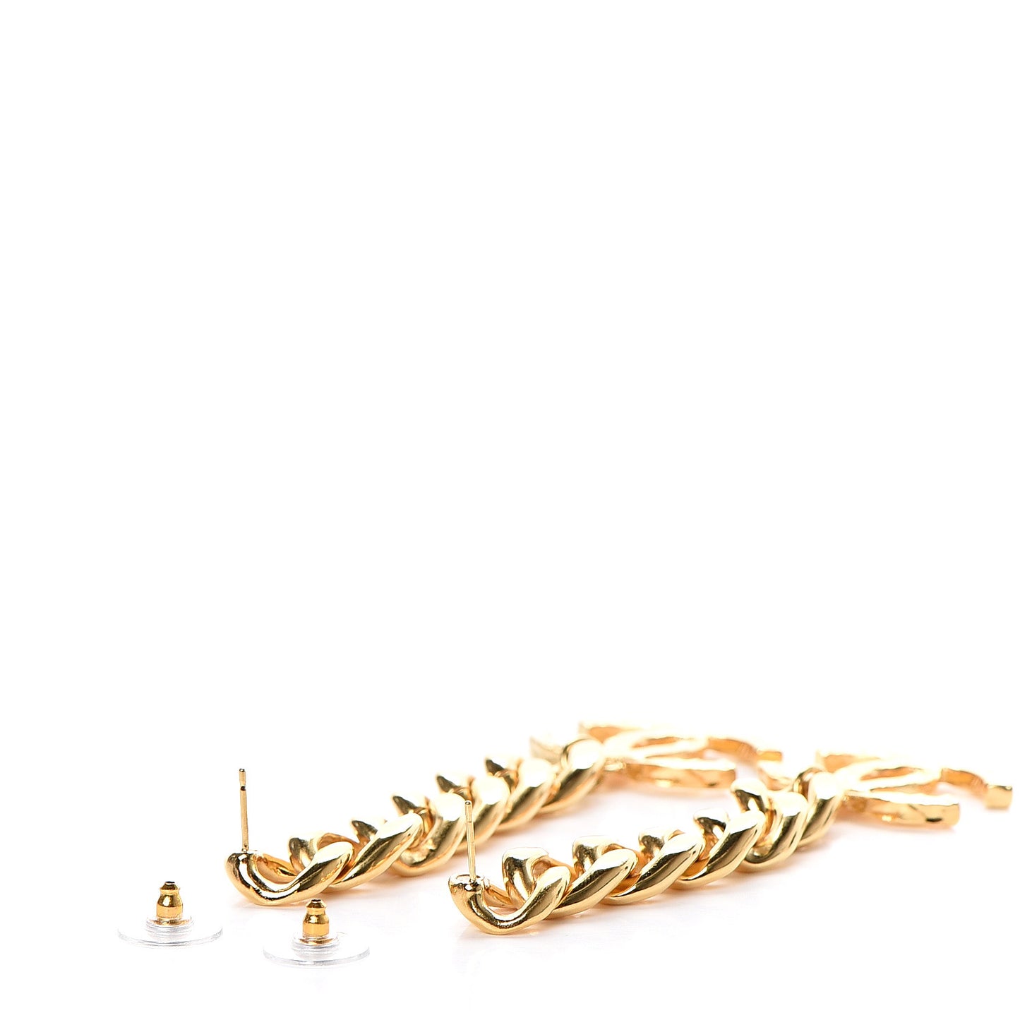 Metal CC Pick Drop Earrings Gold