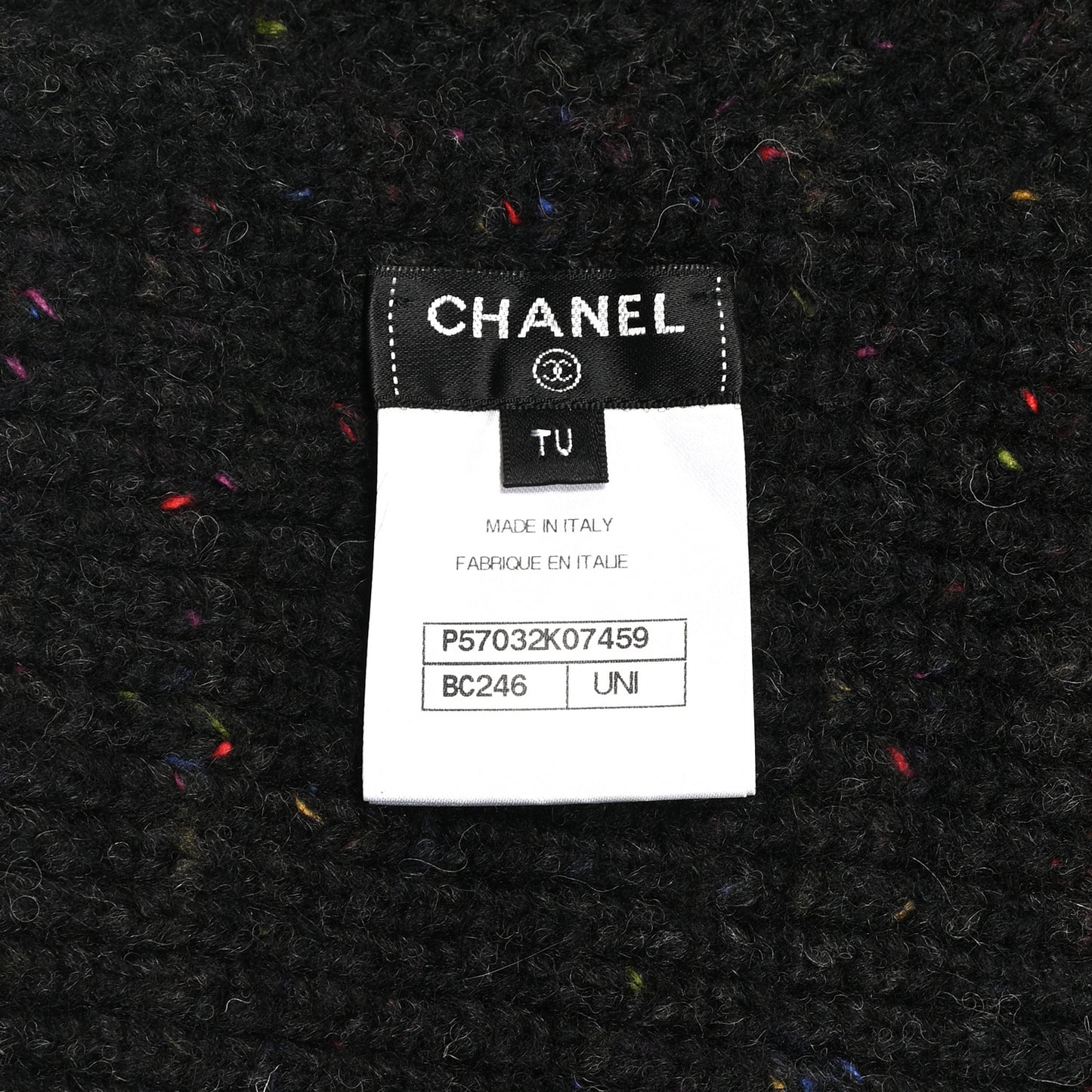 Wool Alpaca CC Coco Chanel Scarf Charcoal Multicolor