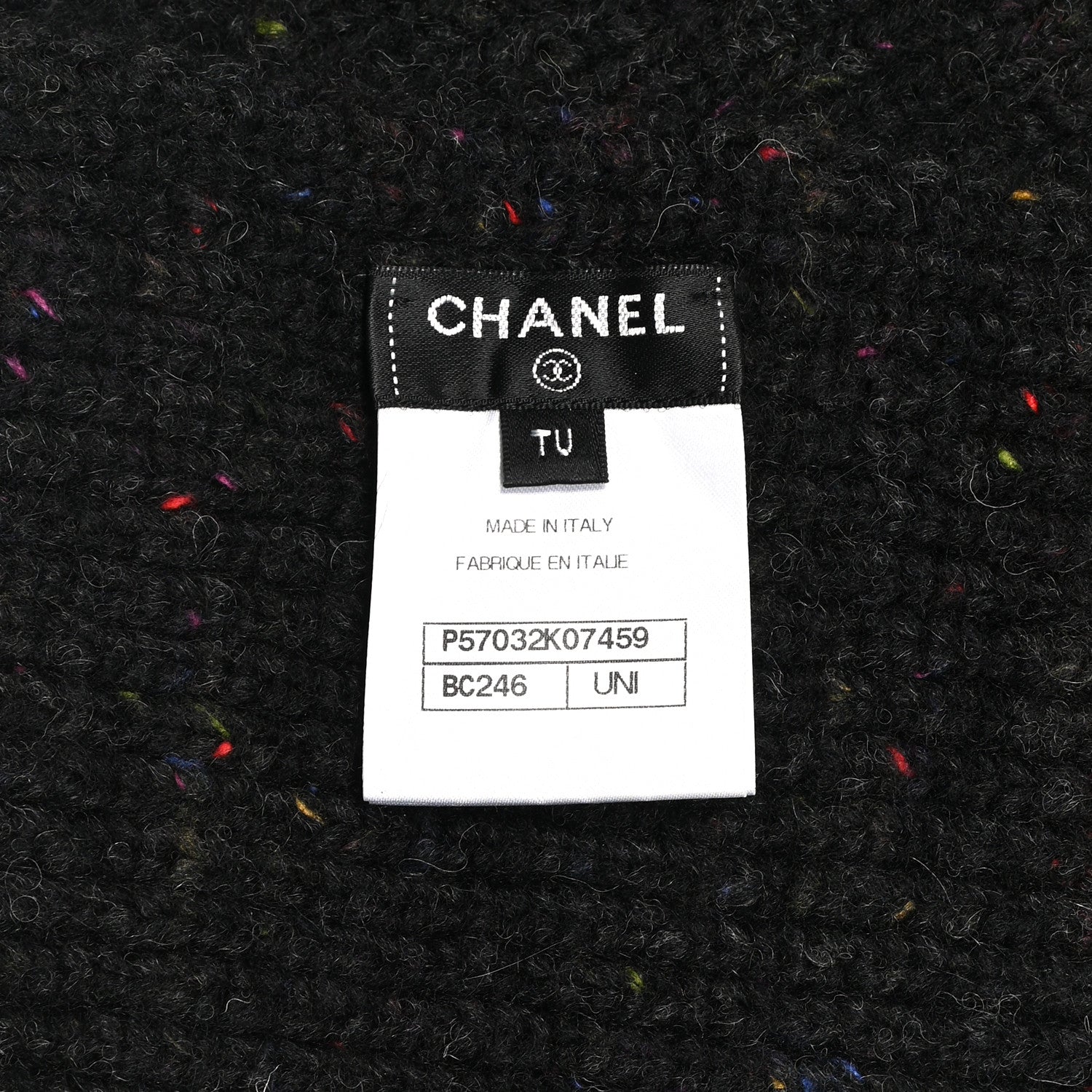 Chanel Wool Alpaca CC Coco Chanel Scarf Charcoal Multicolor 4 of 7
