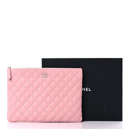 Chanel Calfskin Quilted Enamel CC Stitched Medium Cosmetic Case Pink 13 of 13