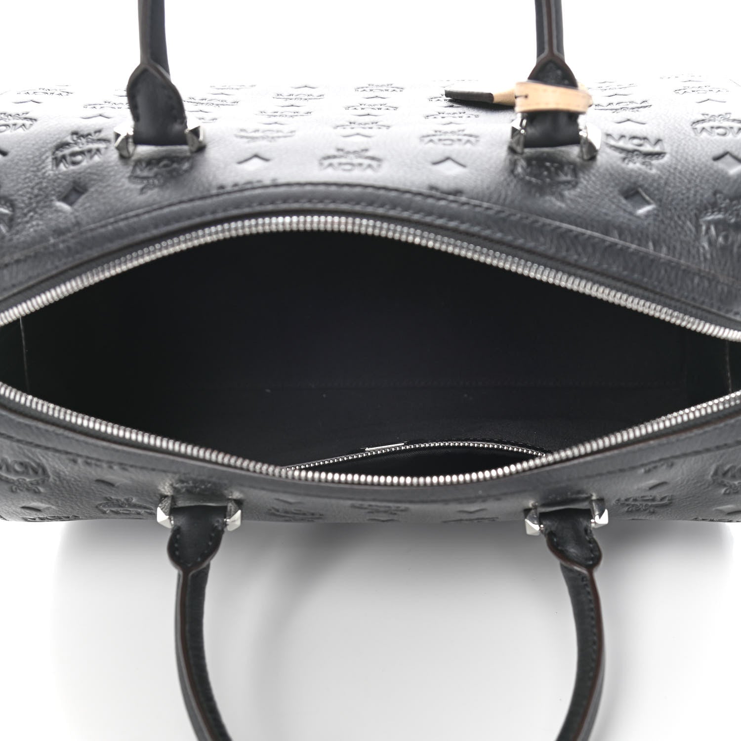 MCM Calfskin Ottomar Monogram Essential Boston Bag Black 5 of 10
