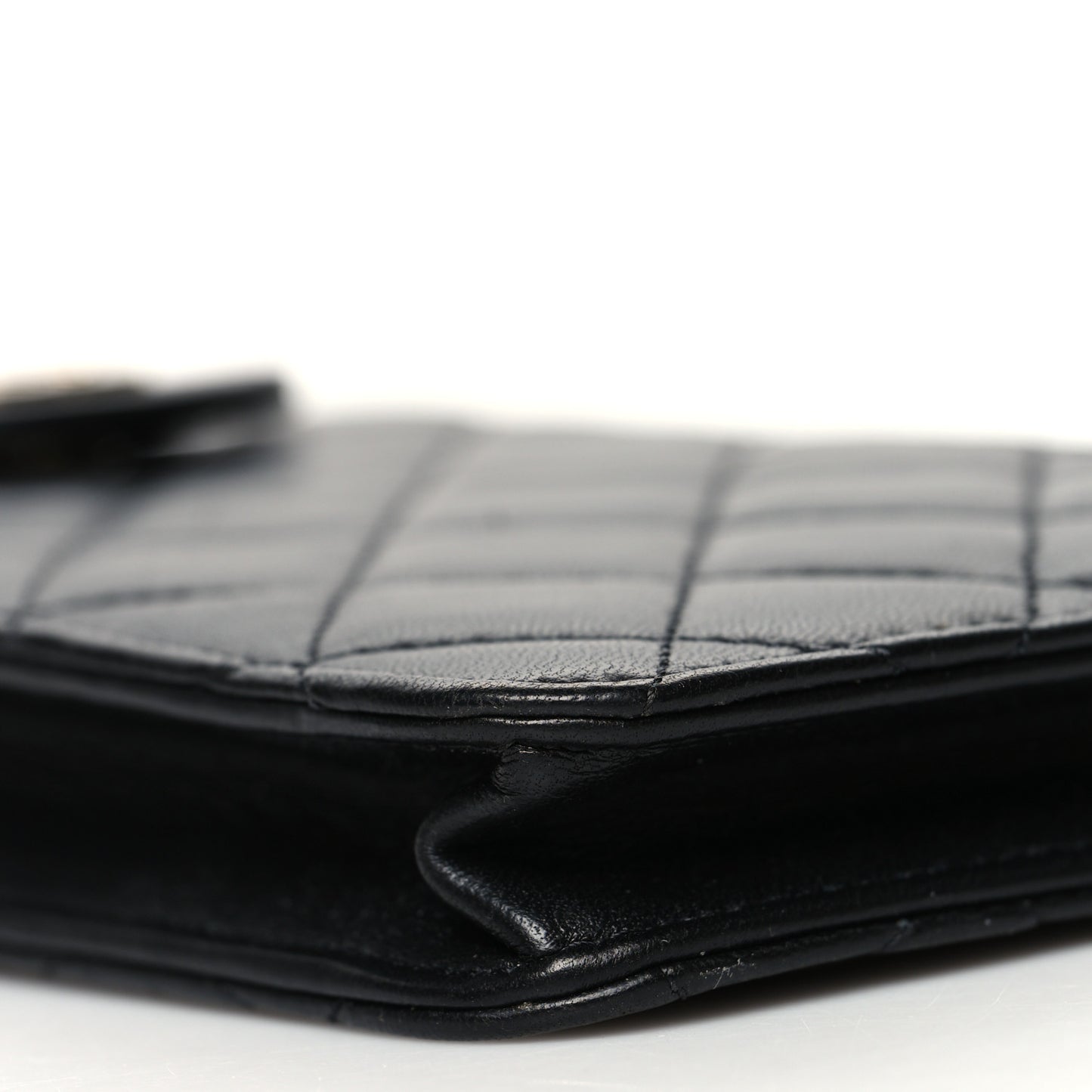 Lambskin Quilted CC Phone Holder Black