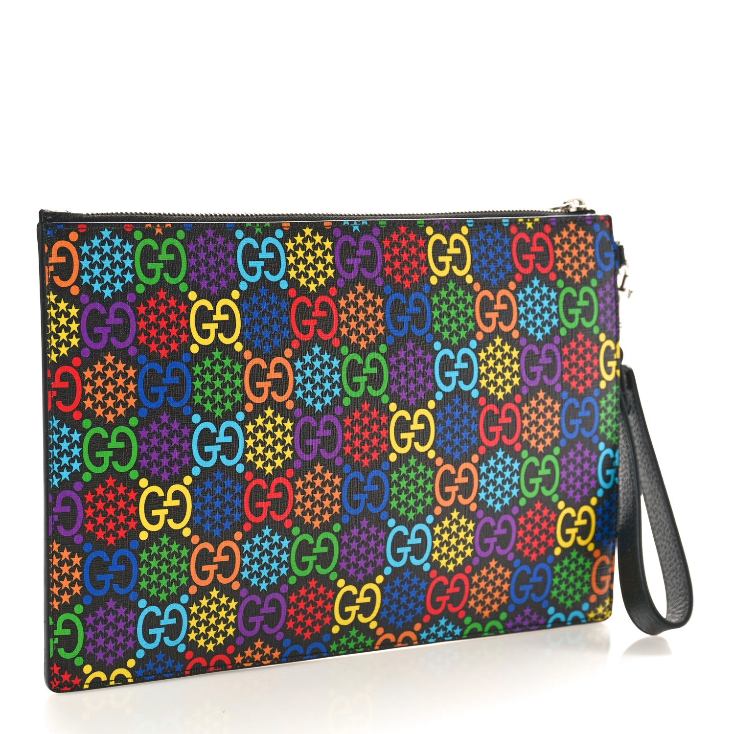 Gucci GG Supreme Monogram Psychedelic Zip Wristlet Pouch Black Multicolor 3 of 8