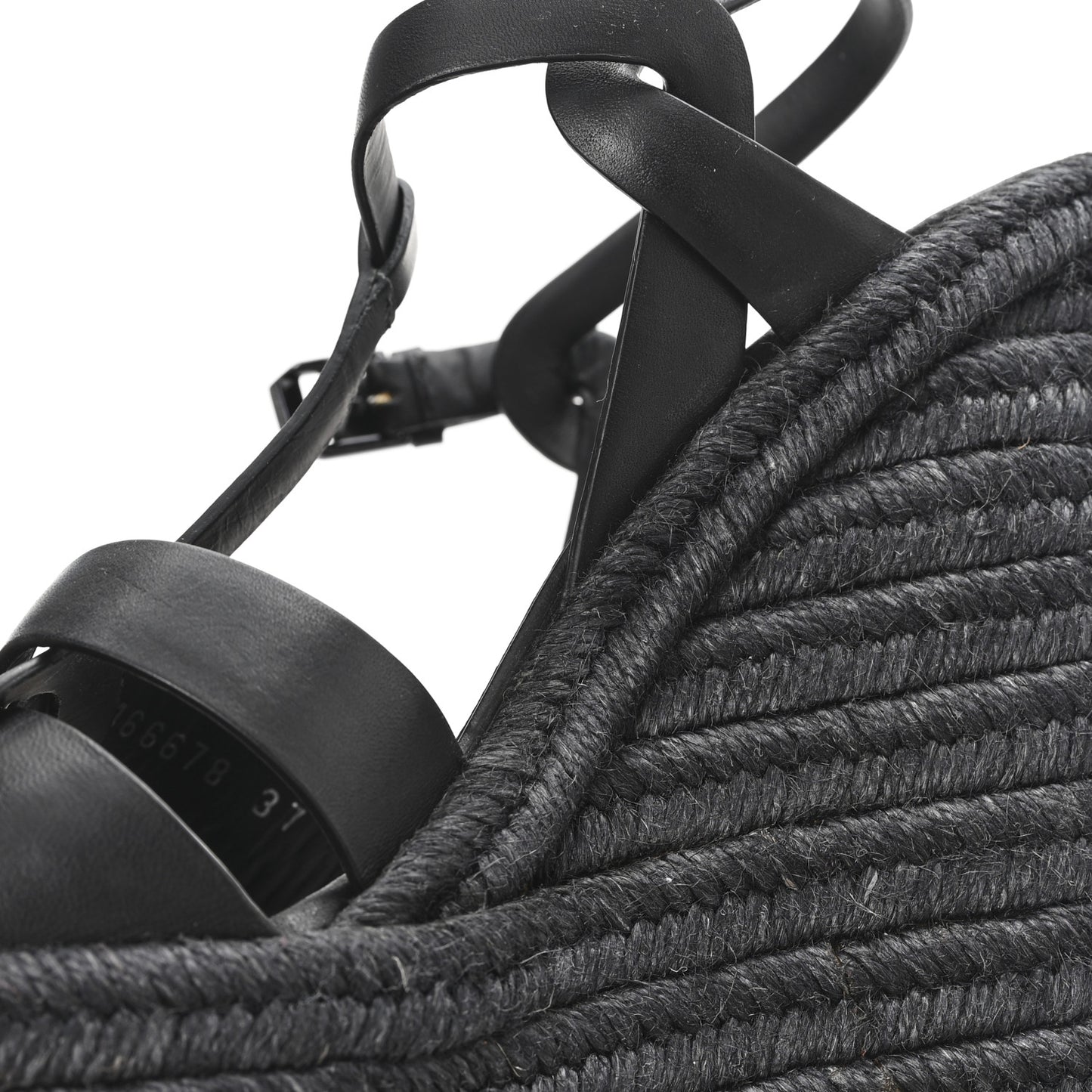 Calfskin Tribute 95 Platform Espadrille Wedge Sandals 37 Black