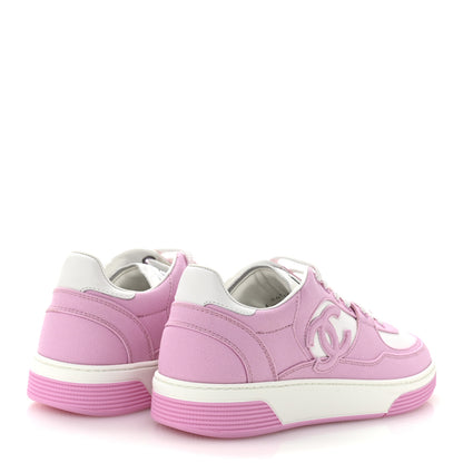 Chanel Cotton Sneakers 38.5 Pink White 5 of 10