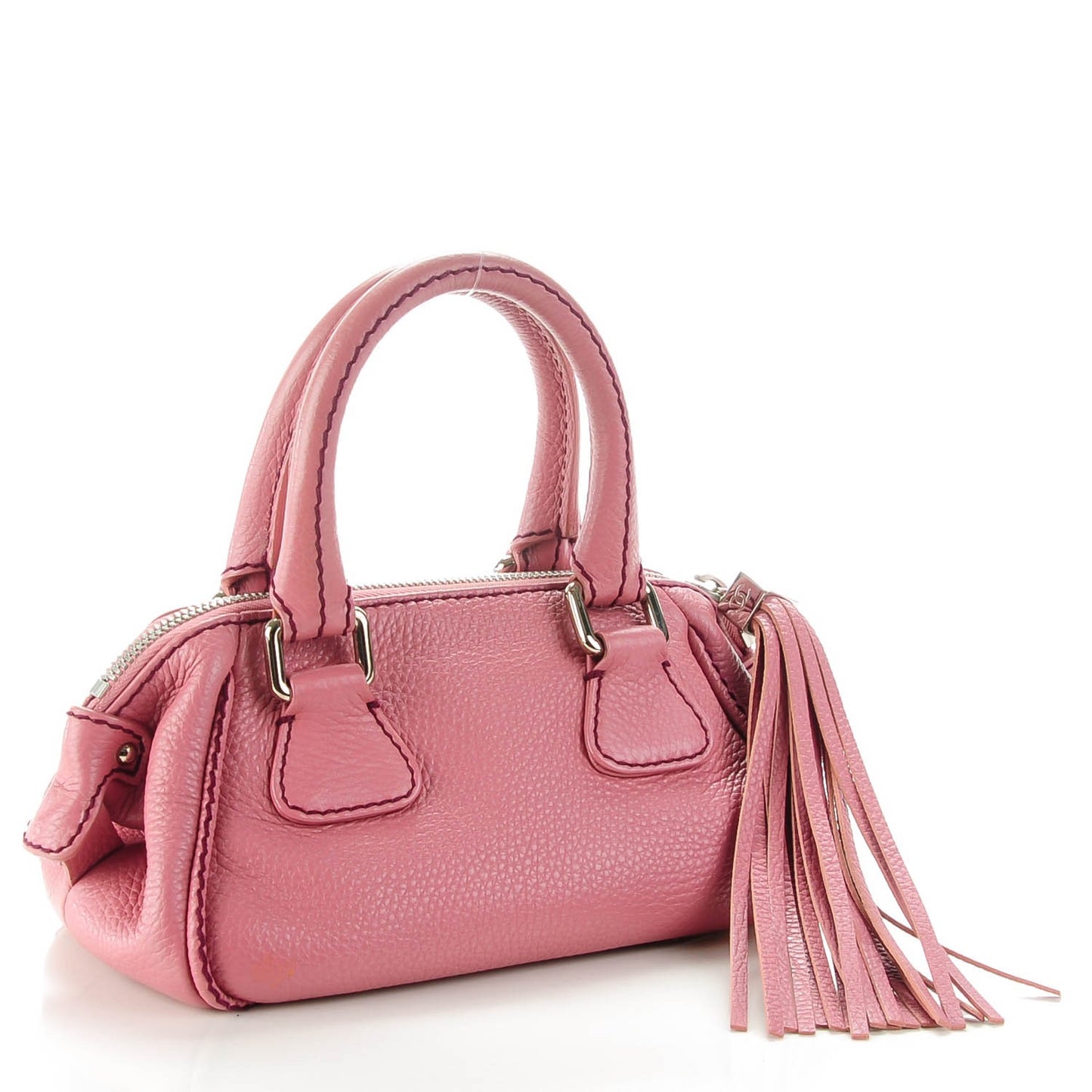 Calfskin Small Tassel Satchel Pink