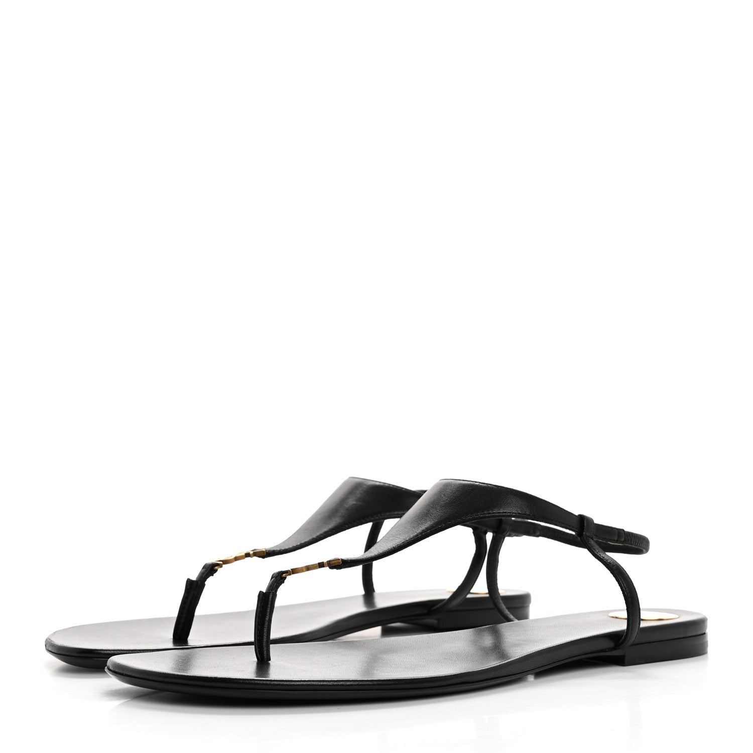 Saint Laurent Smooth Calfskin Cassandra Monogram Sandals 40 Black 4 of 9