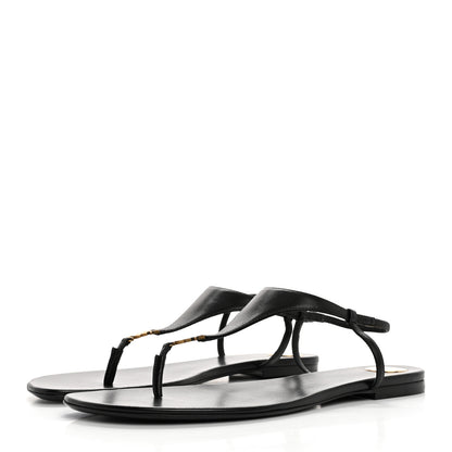 Saint Laurent Smooth Calfskin Cassandra Monogram Sandals 40 Black 4 of 9
