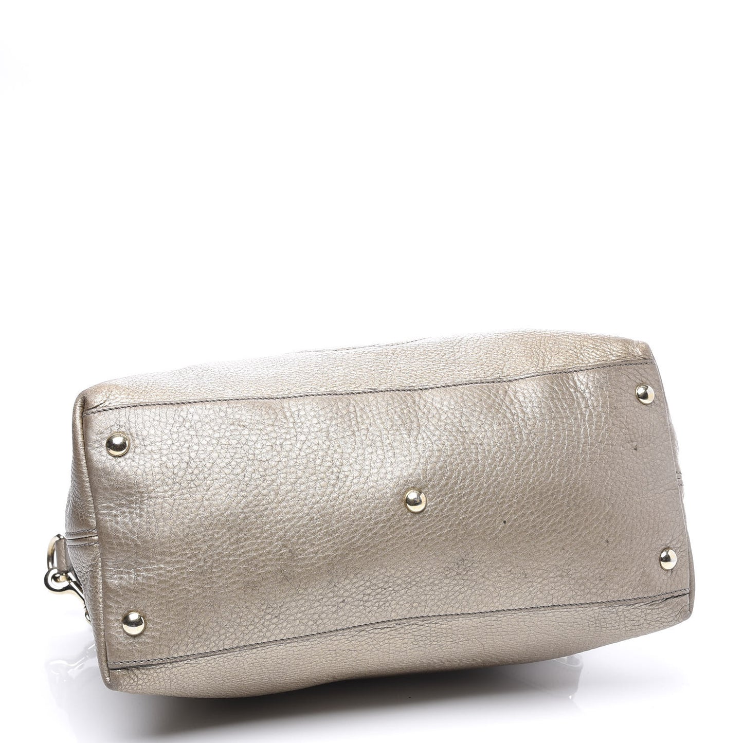 Metallic Cellarius Calfskin Small Soho Top Handle Satchel Golden Beige