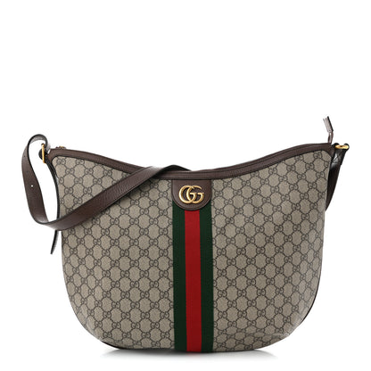 Gucci GG Supreme Monogram Web Ophidia Half Moon Hobo Brown 1 of 10