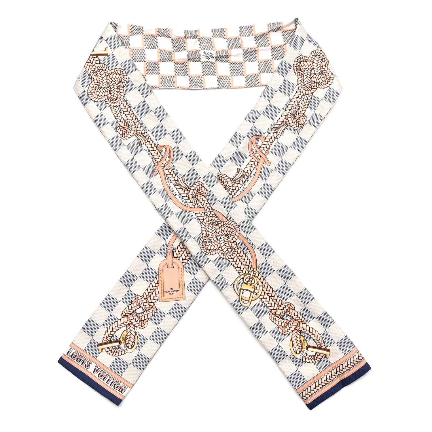 Louis Vuitton Silk Damier Azur Infinity Bandeau Azure Blue 1 of 4