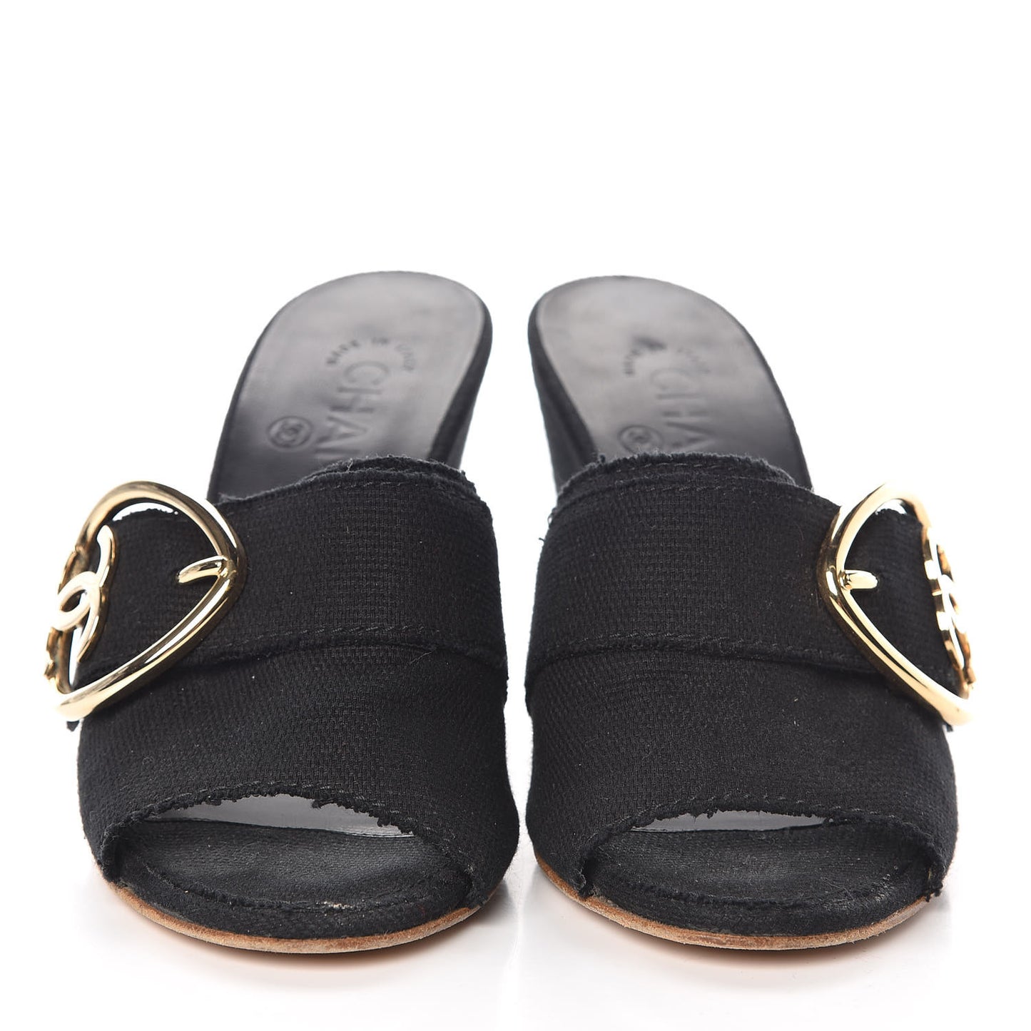 Canvas Heart CC Wedge Sandals 37 Black
