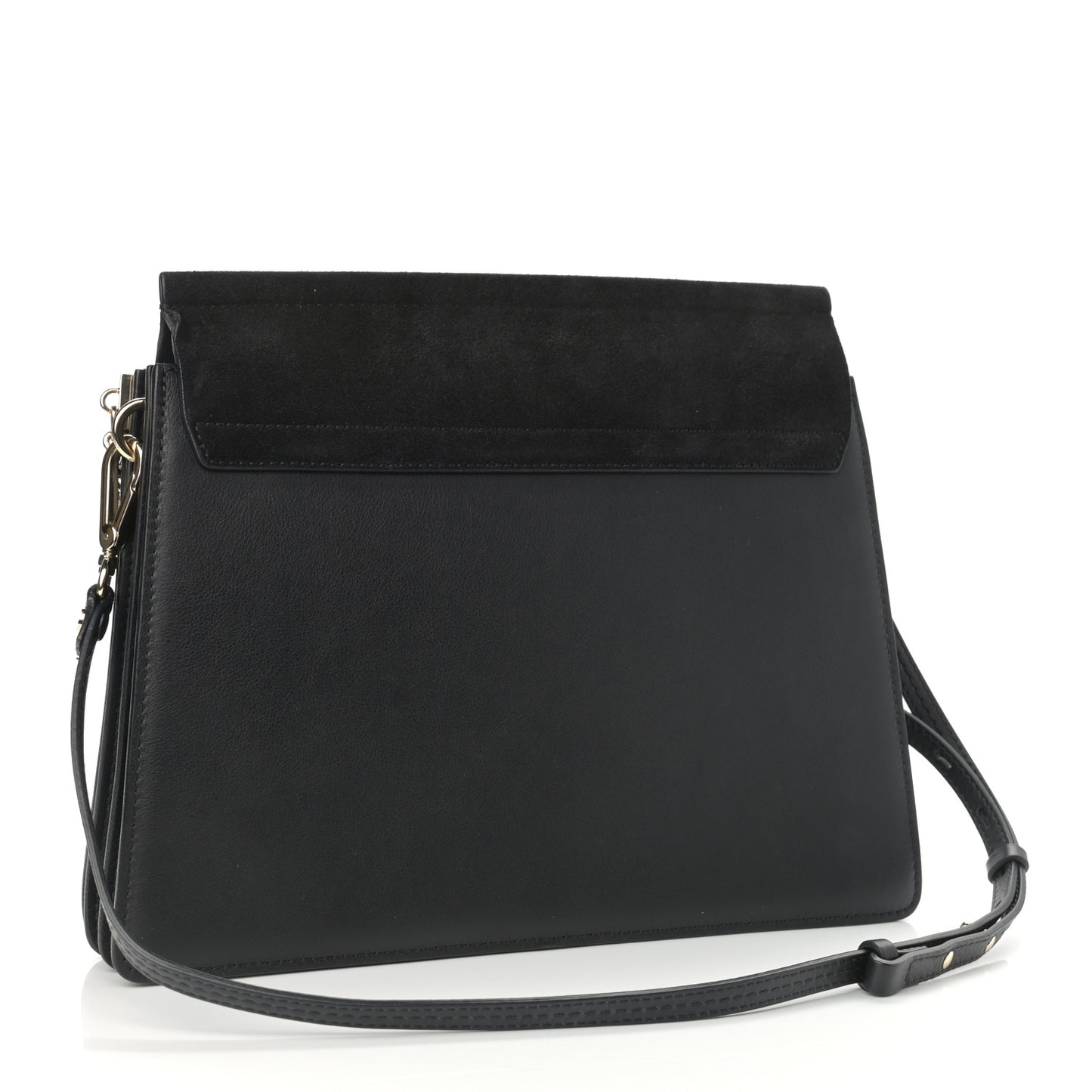 Suede Calfskin Medium Faye Shoulder Bag Black