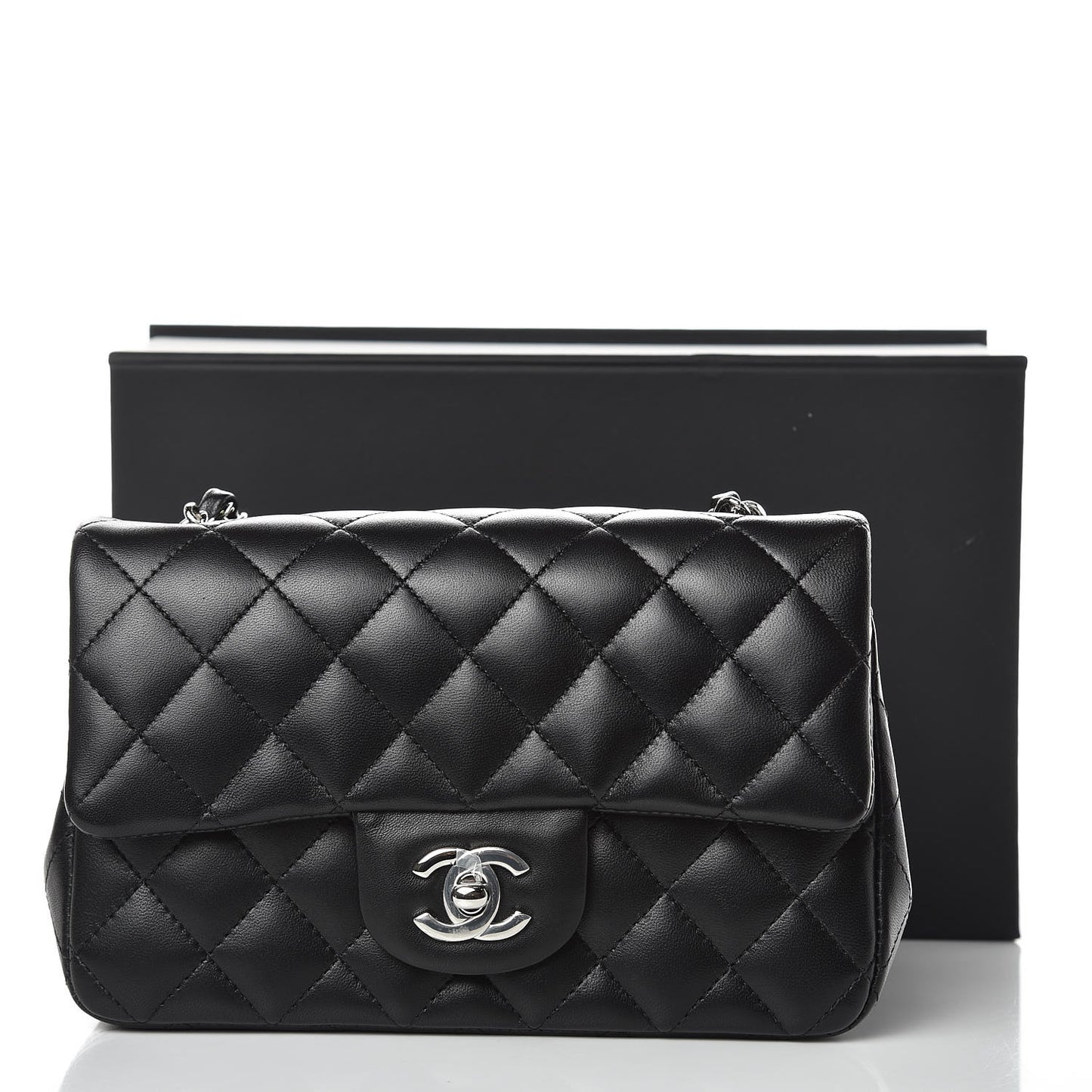 Lambskin Quilted Mini Rectangular Flap Black