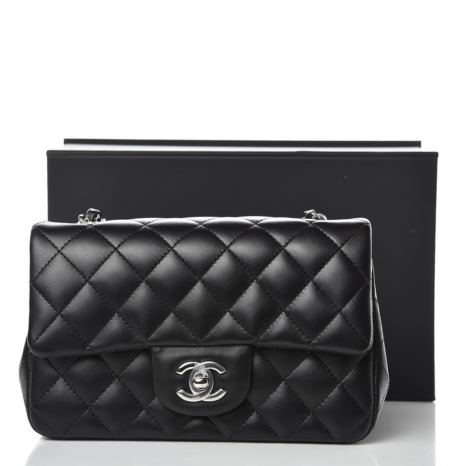 Chanel Lambskin Quilted Mini Rectangular Flap Black 8 of 8