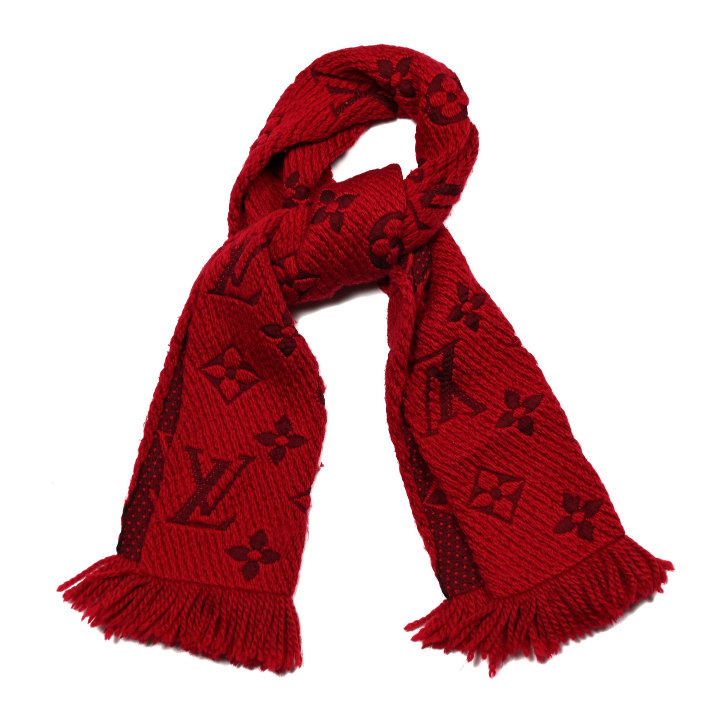 Wool Silk Logomania Scarf Rubis