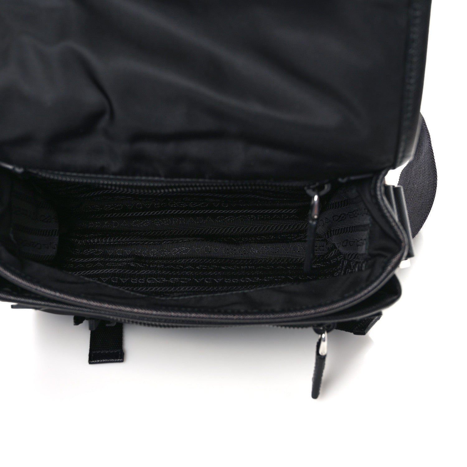 Prada Re-Nylon Saffiano Pocket Double Snap Buckle Shoulder Bag Black 5 of 12