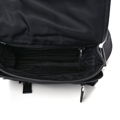 Prada Re-Nylon Saffiano Pocket Double Snap Buckle Shoulder Bag Black 5 of 12