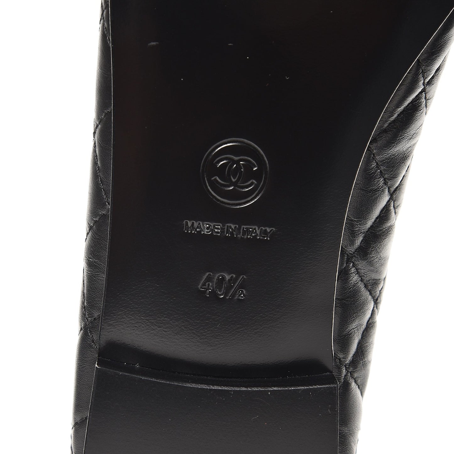 Aged Calfskin Quilted Cap Toe Ballerina Flats 40.5 Black