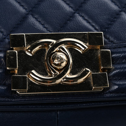 Chanel Lambskin Quilted New Medium Boy Flap Dark Navy Blue 11 of 11