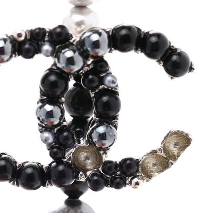 Chanel Resin Pearl Beaded CC Multi Strand Long Necklace Black Silver 7 of 7