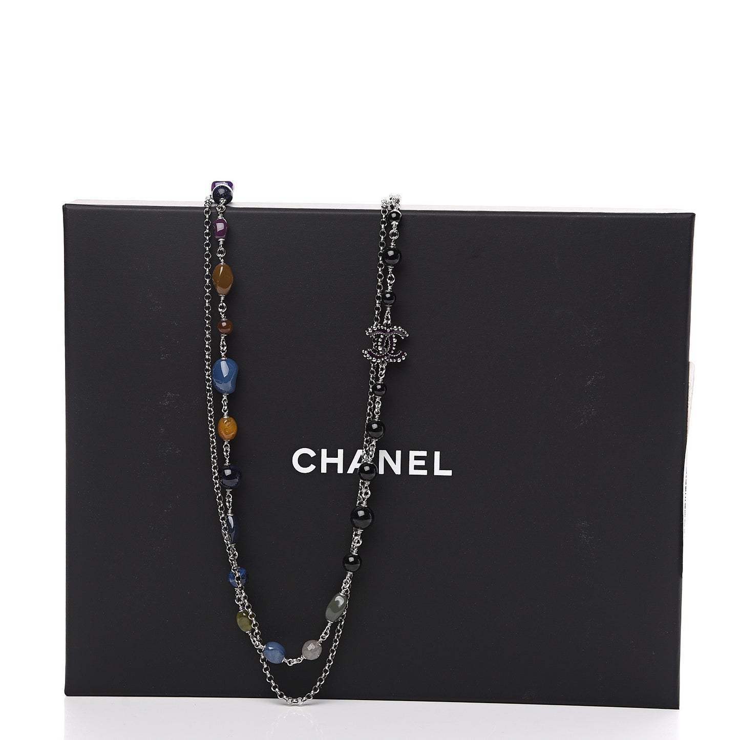 Pearl Resin Beaded CC Multistrand Necklace Silver Multicolor