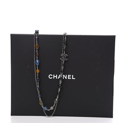 Chanel Pearl Resin Beaded CC Multistrand Necklace Silver Multicolor 4 of 4